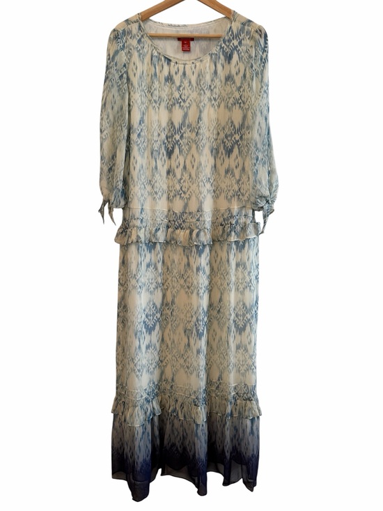 Sundance Dresses & Skirts - Sundance Maxi Dress Sz 6 Blue Ivory Silk Ikat Ruffled Tiered Drop Waist Size Zip